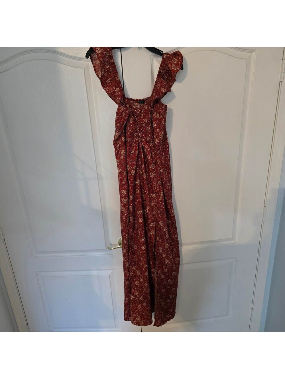 Stylehouse Rust Floral Ruffle Strap Maxi Dress